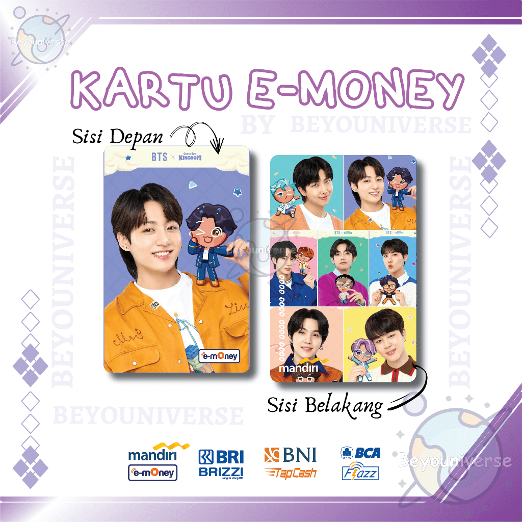 Emoney Flazz Etoll BTS Cookie Run Kingdom Jungkook Jin Kartu Mandiri E-money E-toll Bca Flazz gen 2 