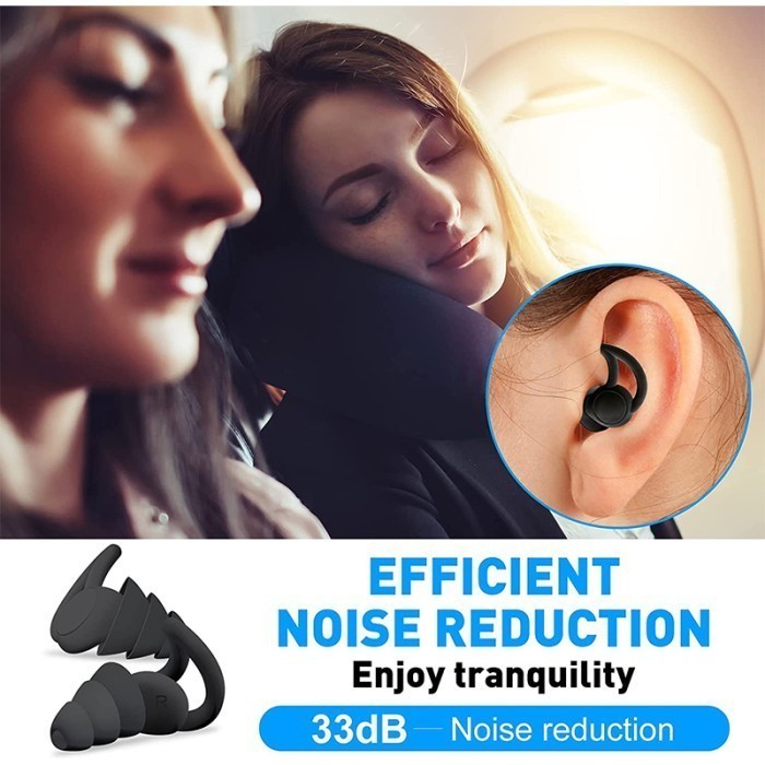 Penutup Kuping Telinga Tidur Peredam Suara Ear plug Earmuff Travel Earplug Silicone 3 Layer Peredam 