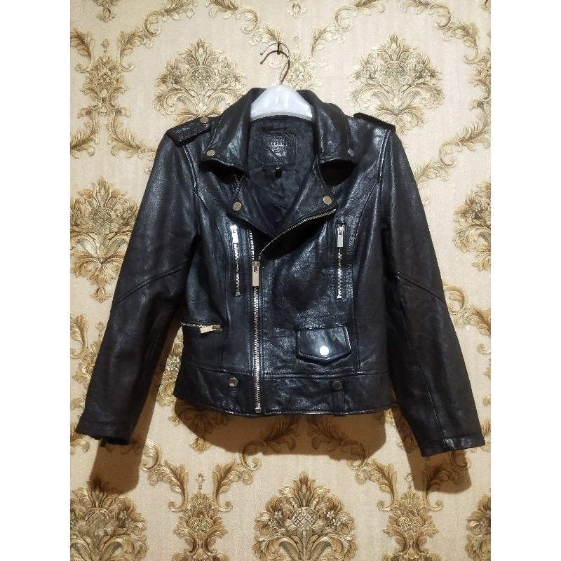 jaket ramones kulit asli bershka rider