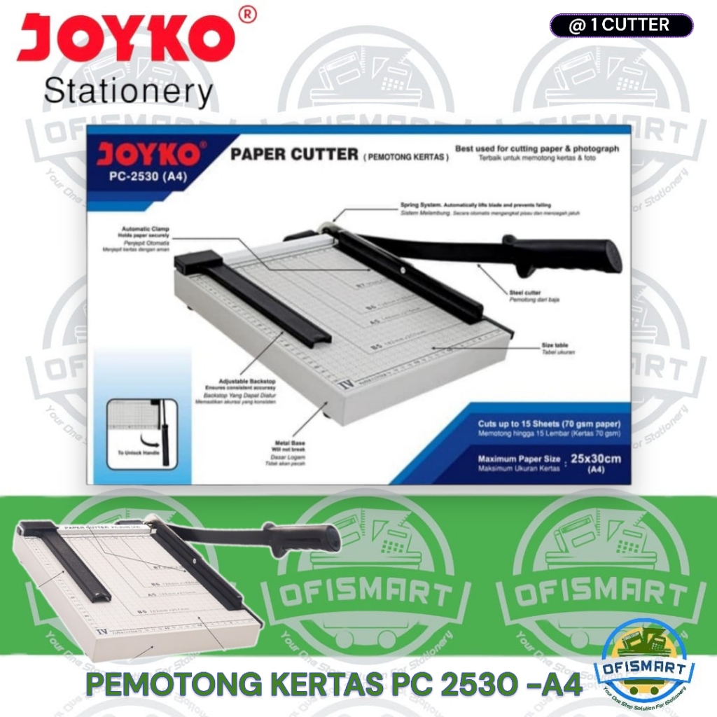 

Joyko Paper Cutter Pemotong Kertas PC 2530 - A4 | @1PCs