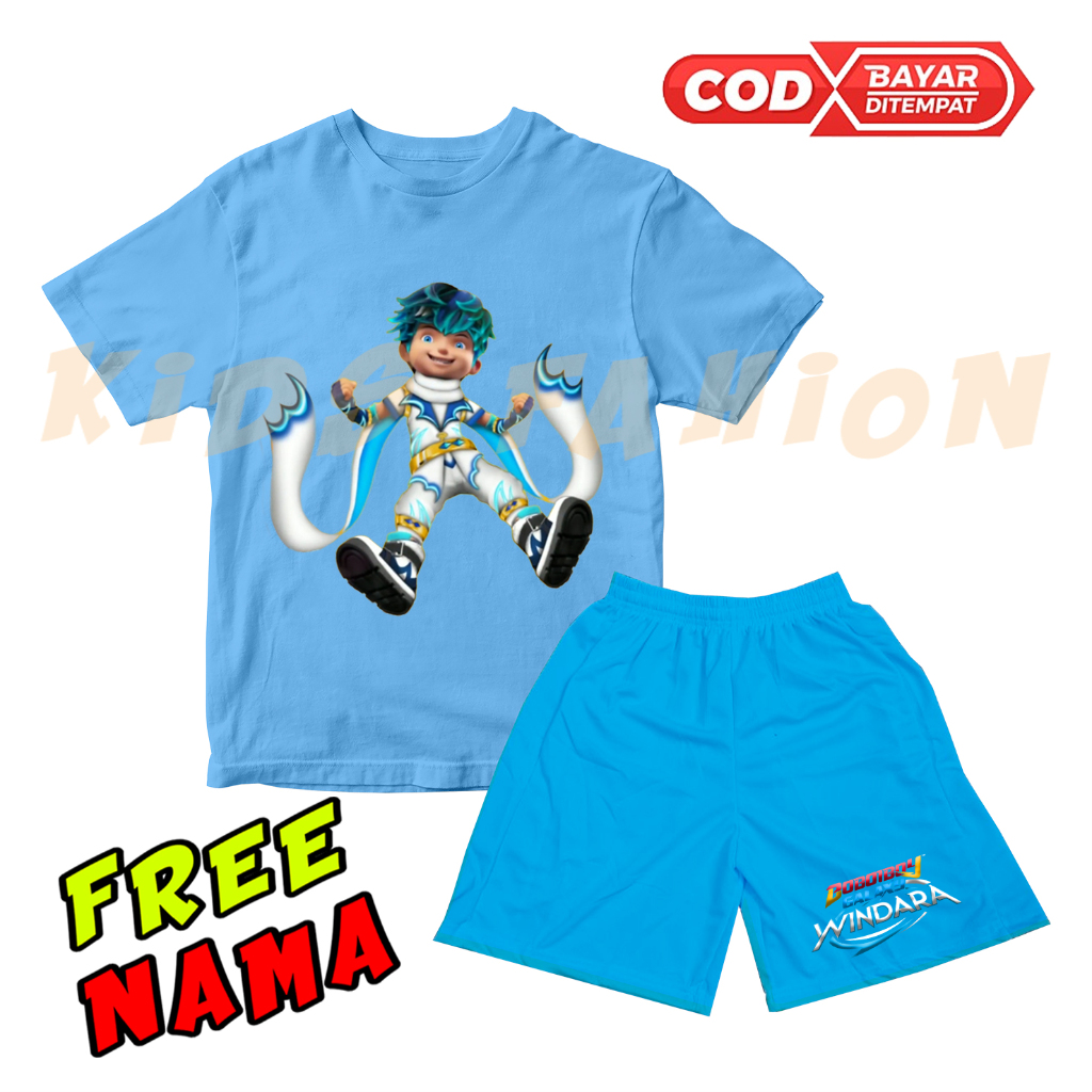 SETELAN BAJU KAOS ANAK BOBOIBOY GALAXY WINDARA ANGIN BELIUNG NEW KARAKTER FREE NAMA