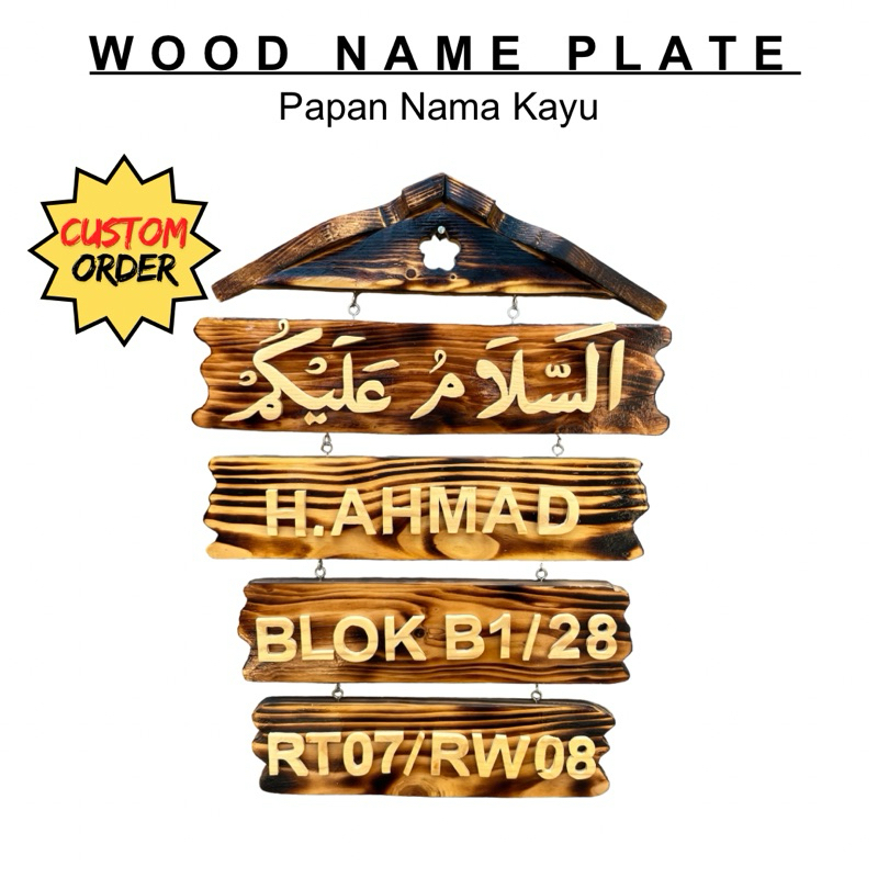 Alamat/ Nomor Rumah -Papan Nama Kayu