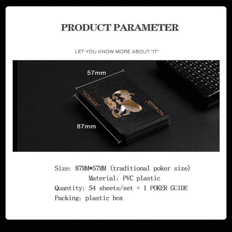 Kartu Remi Waterproof Kartu Remi Plastik Anti Air Pvc Poker Plastik Hitam Foil Poker Premium