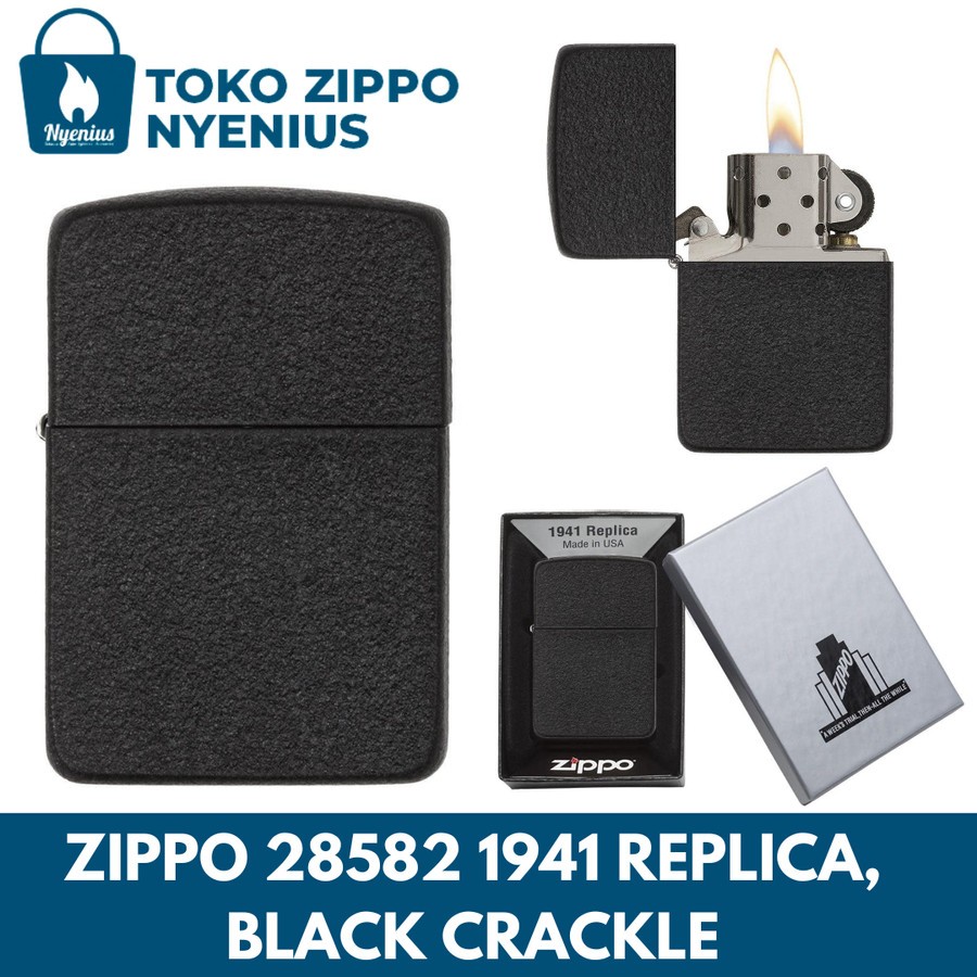 Zippo 28582 1941 Replica, Black Crackle