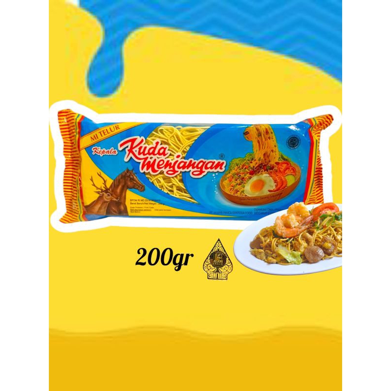 

Mie Telur cap Kepala Kuda Menjangan 200gr lebar dan kecil