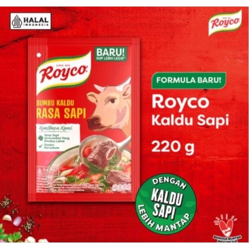 

Royco bumbu kaldu penyedap makanan rasa kaldu sapi 220gr