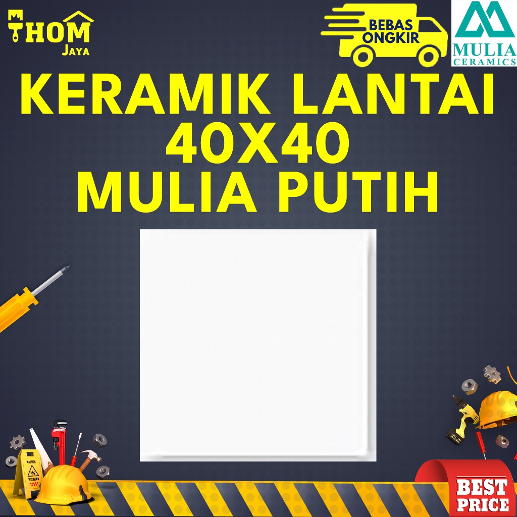 KERAMIK LANTAI / UBIN LANTAI ( PUTIH ) - 40 X 40 - MULIA