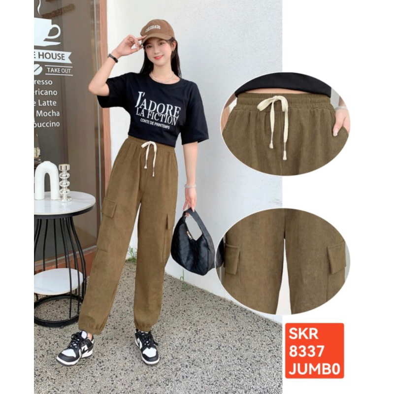 celana kulot cargo kodorai jumbo 8337 import pinggang karet / kargo kodorai import / celana panjang 