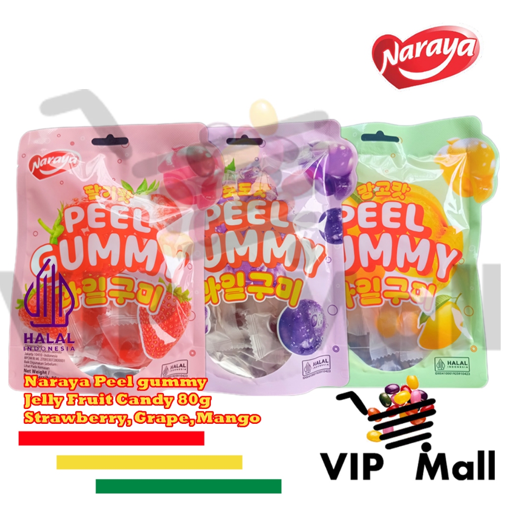 

Naraya Peel Gummy Candy 80Gr Permen Jelly Lunak.