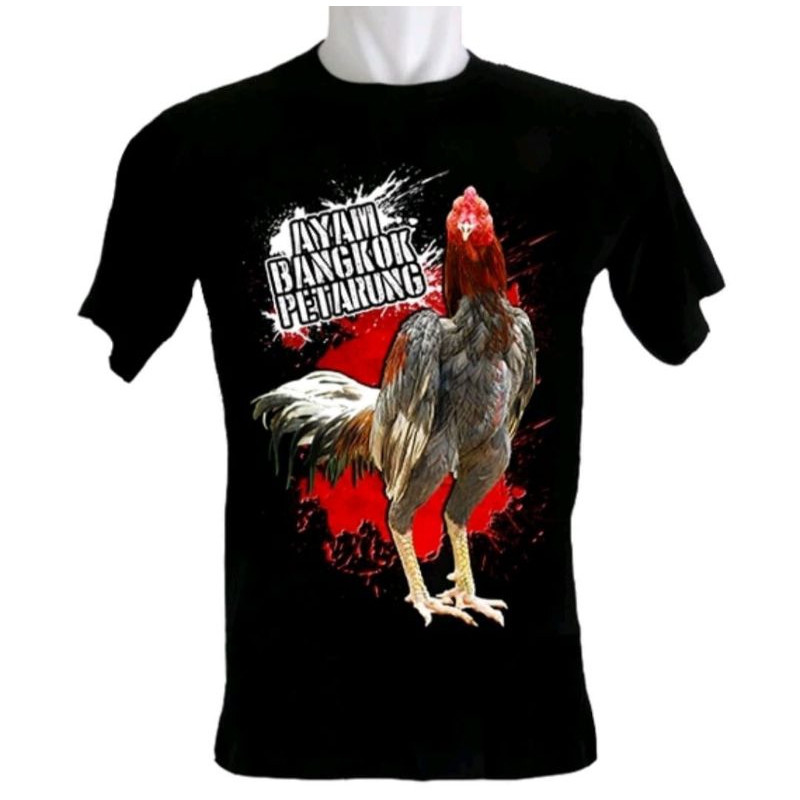 KAOS AYAM BANGKOK PETARUNG CORAK PUTIH