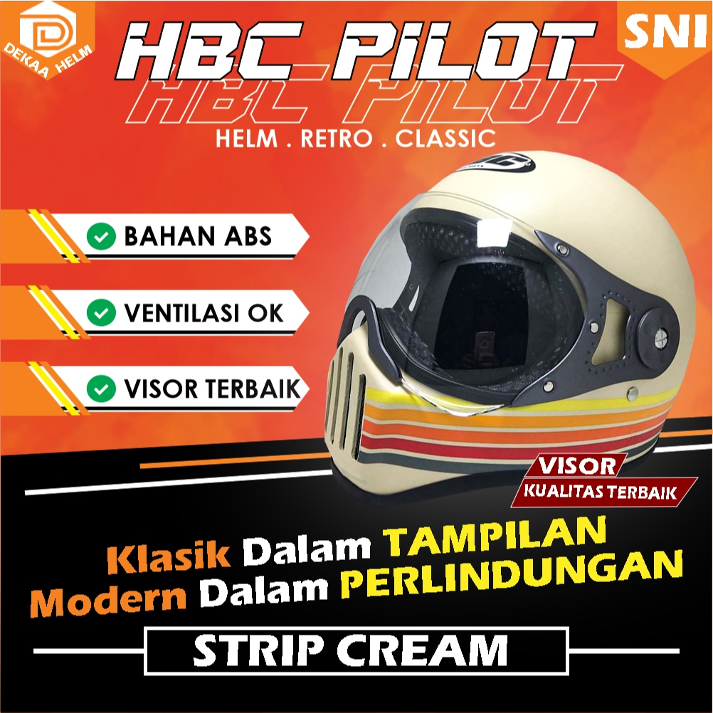 HELM HELEM HLEM HLM HELMET MOTOR CAKIL HBC PILOT RETRO CLASSIC KLASIK MURAH TERBARU BERKUALITAS KERE