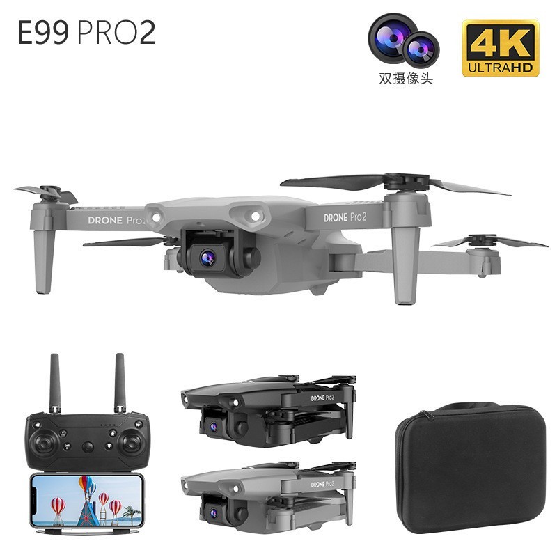 rc drone E99 pro 2 clone DJI MAVIC wifi dual camera 4K altitude hold - Hitam