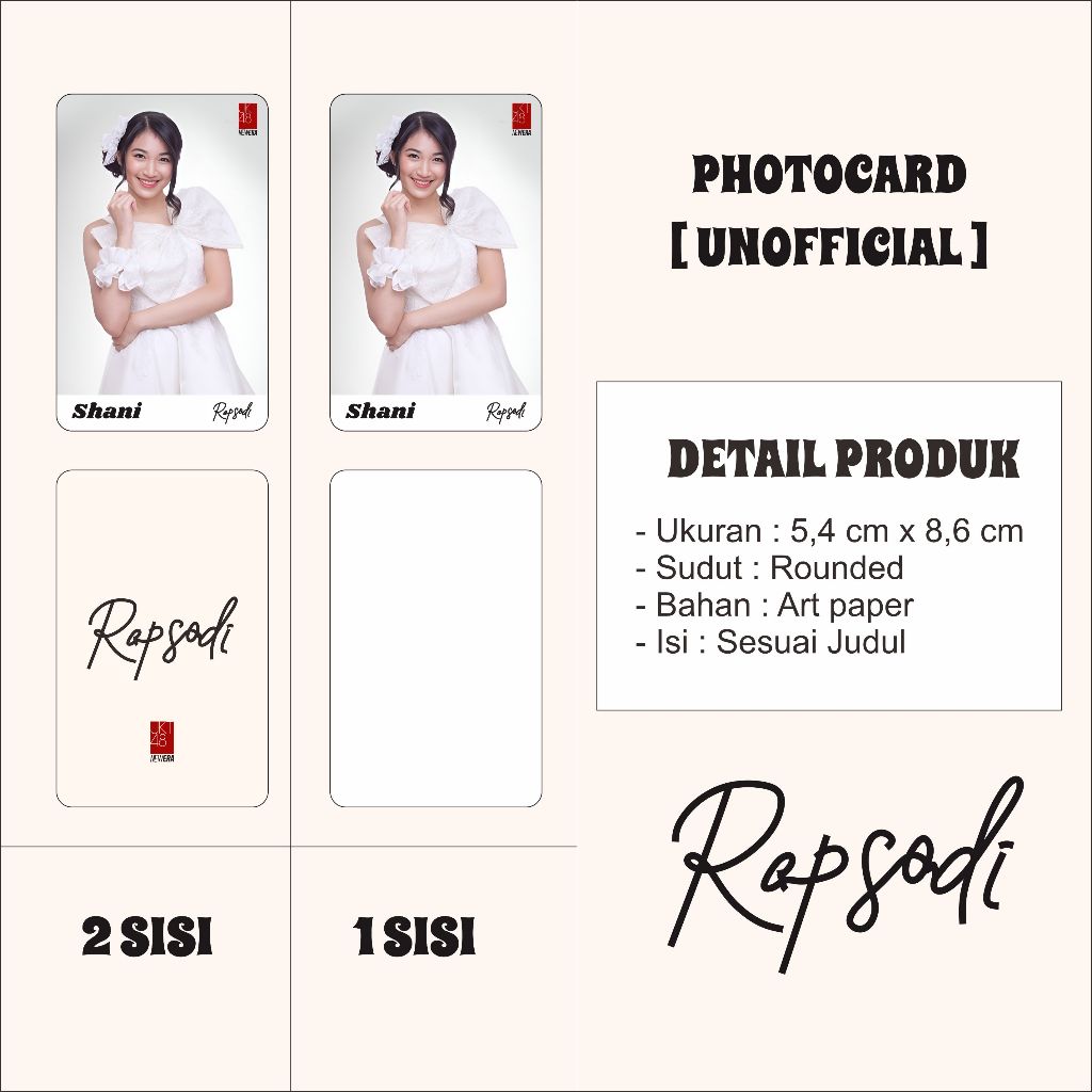 RAPSODI 16 pcs - Photocard JKT48 [ UNOFFICIAL ]