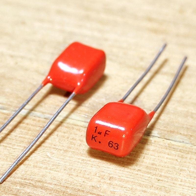 Kapasitor MKT  1uf  63V Orange Pilkor Pitch 5mm milar 105 Capacitor Film 1mfd capasitor mylar 1u 1 u