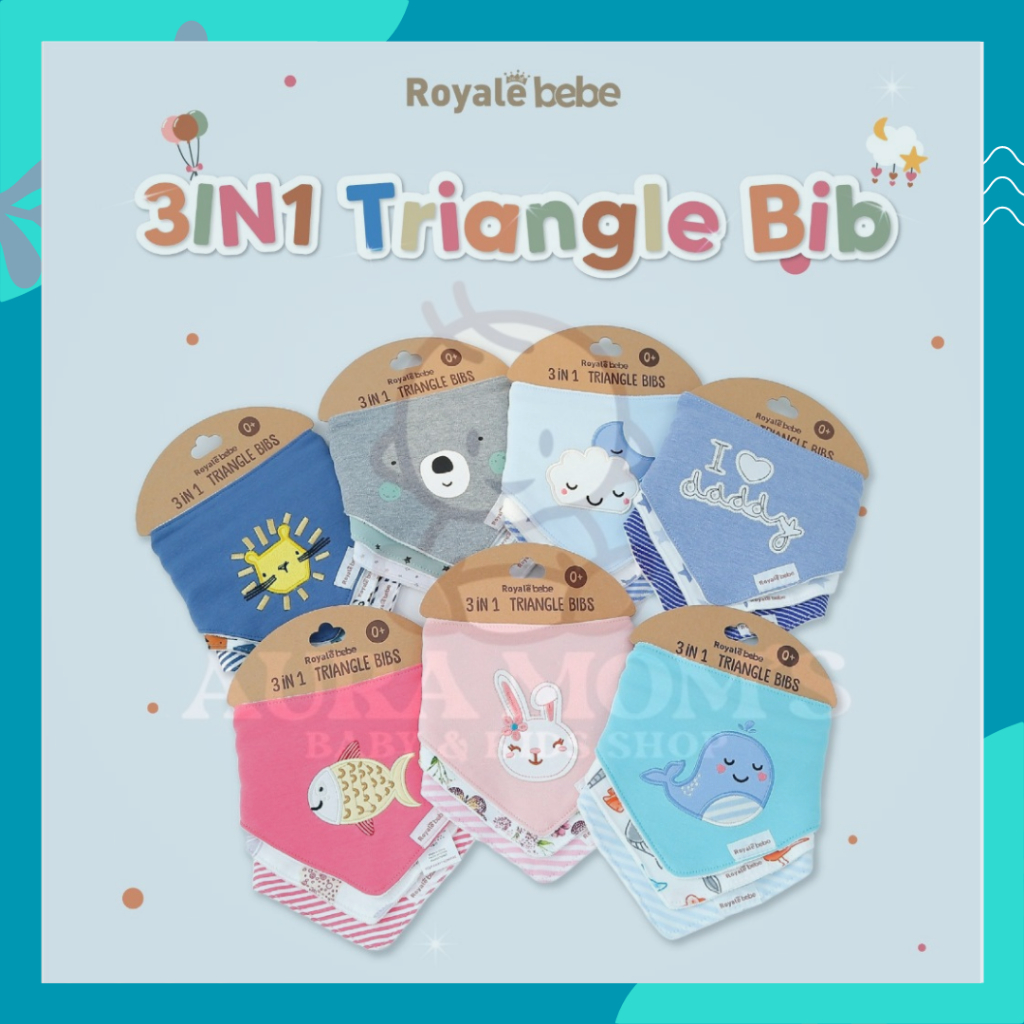 Royale Bebe - Bib Bayi (3in1 Bib Segitiga) Triangle Bib