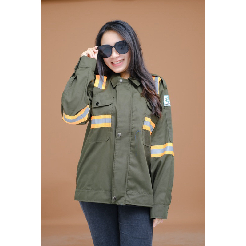 WEARPACK TAMBANG ATASAN HIJAU ARMY POLOS