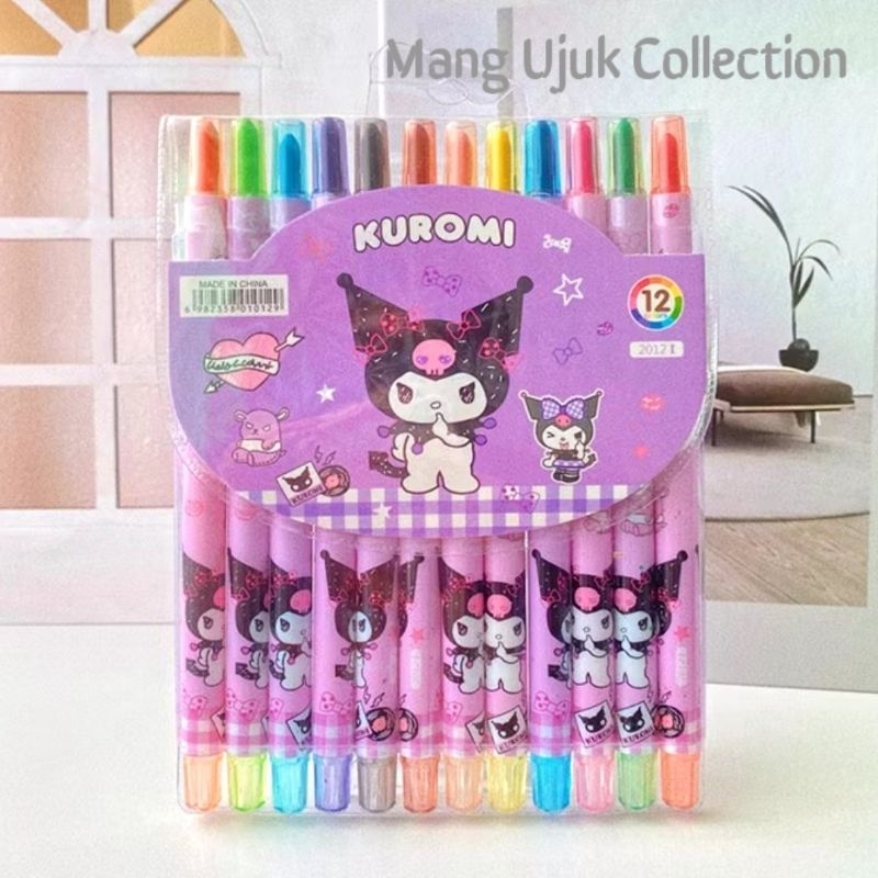 

12pcs Krayon Putar Panjang Kuromi Cinnamoroll Melody 16 cm