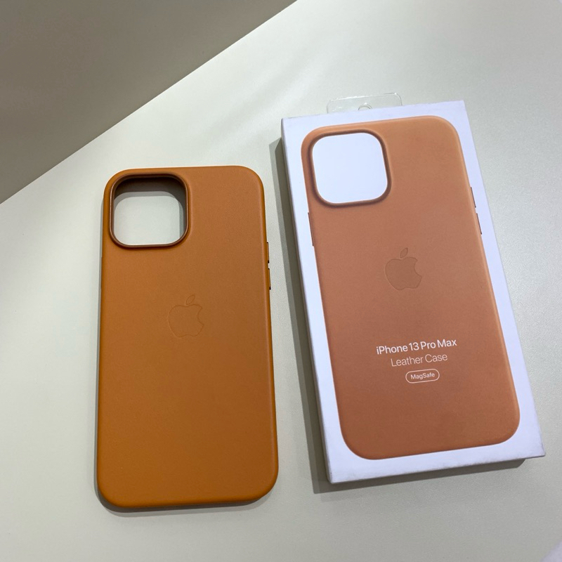 Apple iphone 13 pro max leather case with magsafe golden brown original ibox