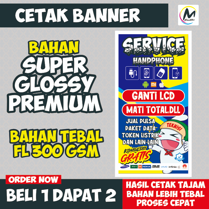 Banner Konter Servis - Ukuran 50x100