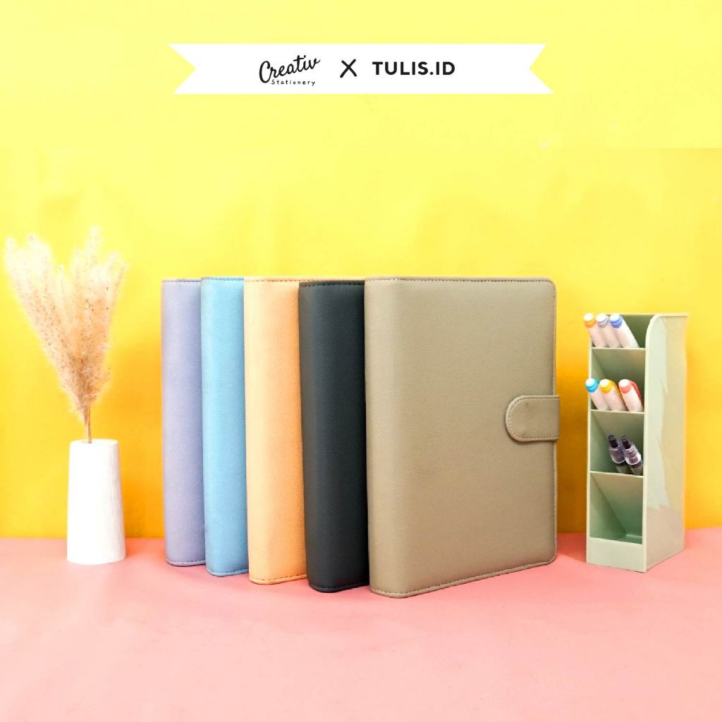 

[TULIS.ID] Premium Leather Binder A5 B5 Binder Kuliah Include Loose Leaf Agenda Eksklusif Polos 20 Ring 26 Ring