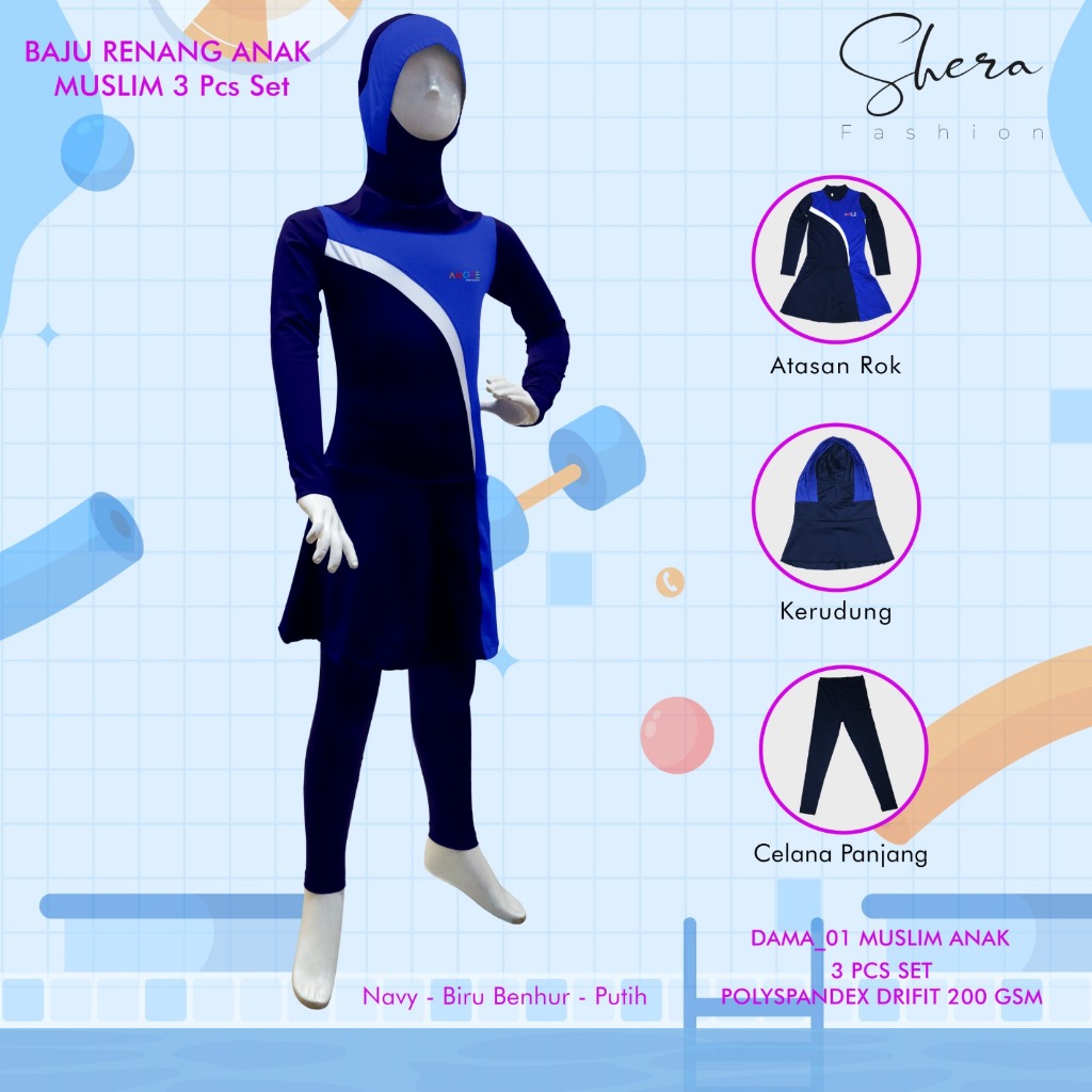 Baju Renang Anak Muslim | Diving Muslim Amore | Baju Renang Anak Muslim
