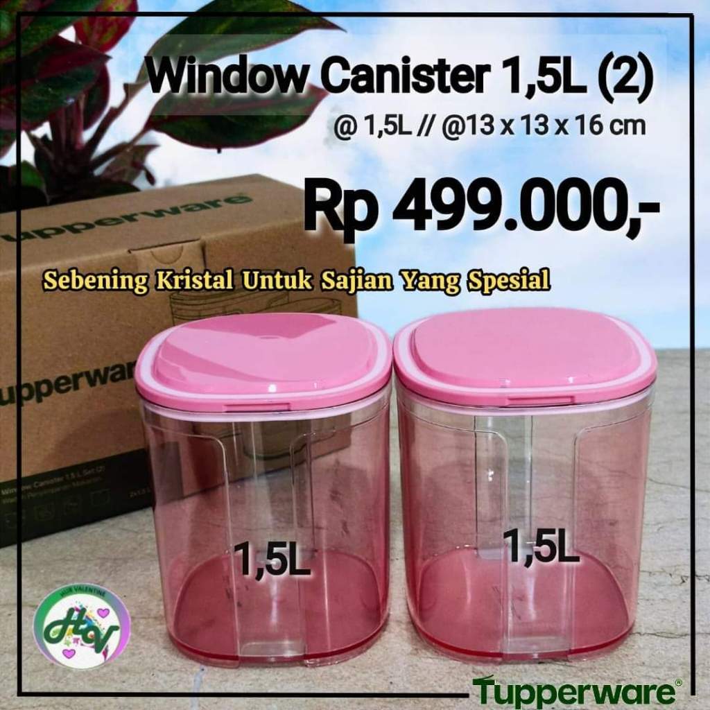 TUPPERWARE WINDOW CANISTER 1.5L (2) WITH BOX