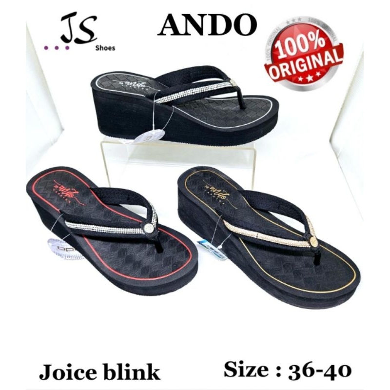 ANDO JOICE BLINK - SANDAL JEPIT WEDGES SPON WANITA DEWASA MERK ANDO ORIGINAL