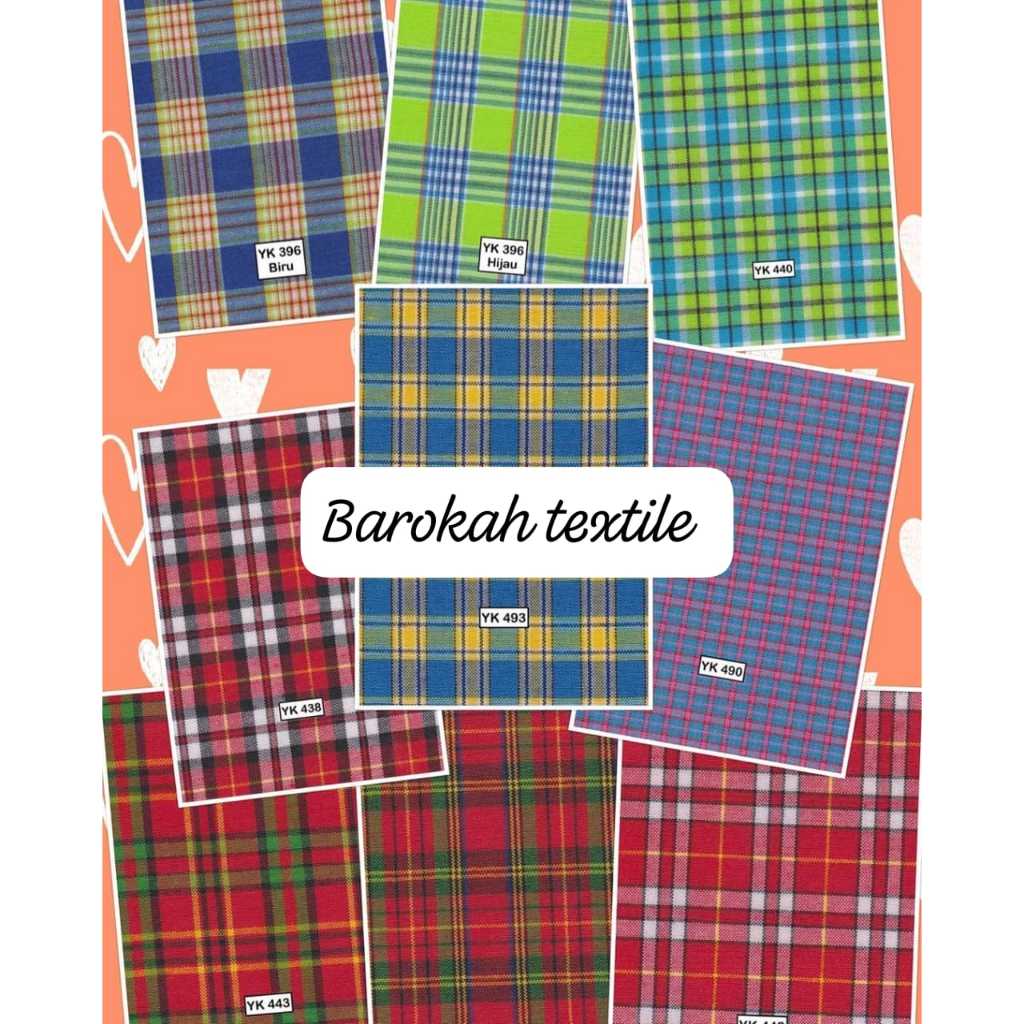 Kain katun Polyester kotak-kotak