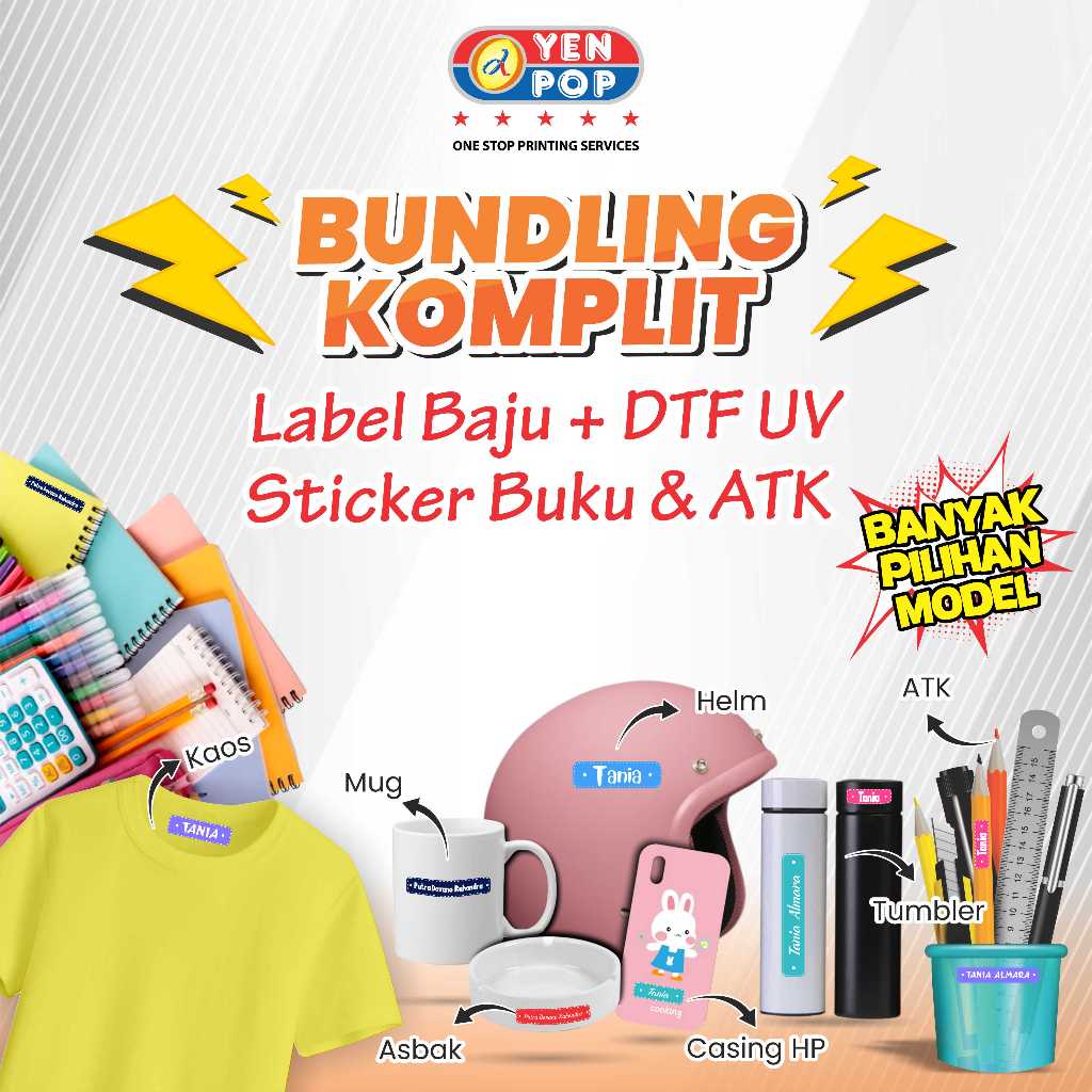 

BUNDLING KOMPLIT Sticker DTF UV , Sticker Label Baju , Sticker Buku ( DAPAT 164 PCS )