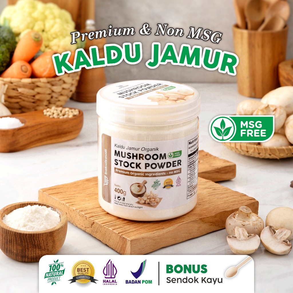 

Kaldu Jamur Bubuk Non MSG Organik Bumbu Penyedap Rasa Jamur Organic Mushroom Stock Seasoning Powder