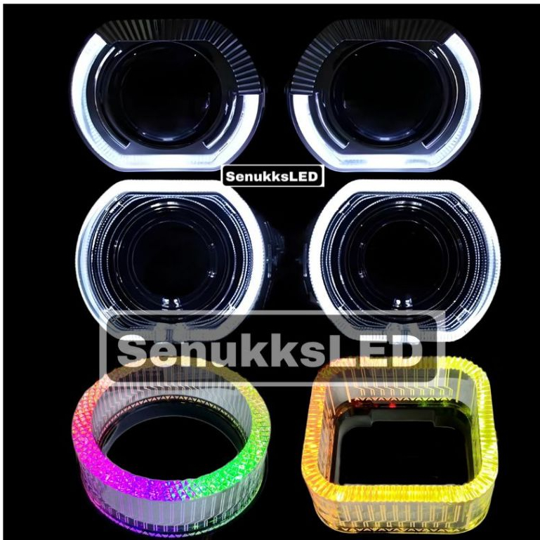 Shroud 1.5 inch 2.5 Inch 3 Inch Model BMW, Bulat, Kotak angel eye putih RGb shroud cincin bmw lampu 