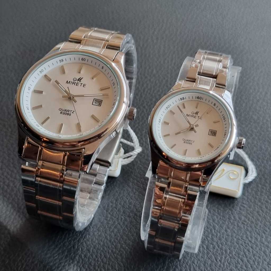 JAM TANGAN ANALOG PRIA/WANITA/COUPLE MIRETE ORIGINAL RANTAI STAINLESS STEEL/JAM TANGAN ANALOG MIRETE