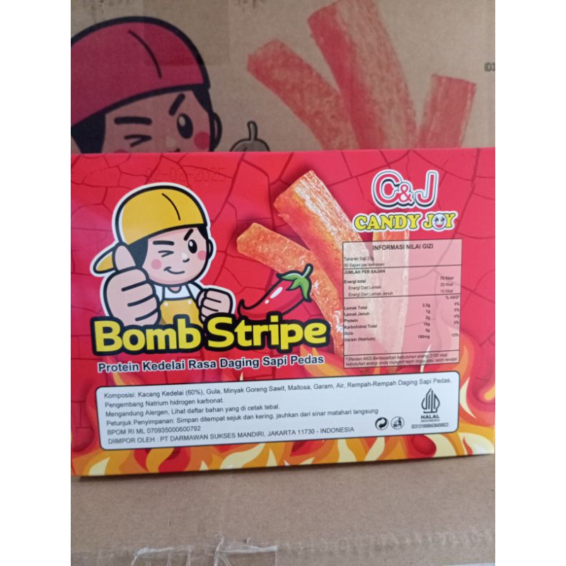 

Latiao Bomb Stripe C&J Rasa daging Sapi Pedas 1 Box isi 30 pcs