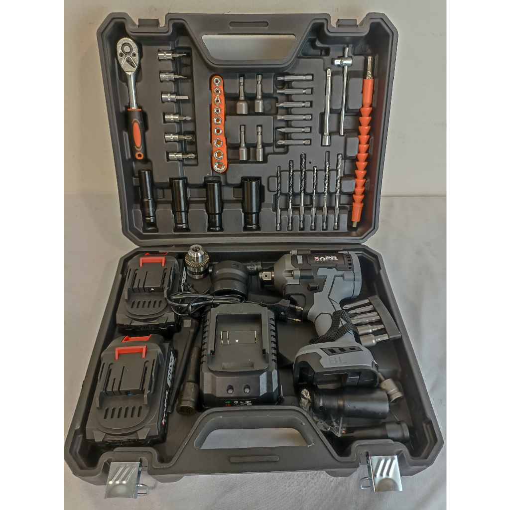 APR bor impact wrench AP126PROMAX+ 1000nm body kecil tenaga jumbo fullset koper 2 batrai pmbuka baut