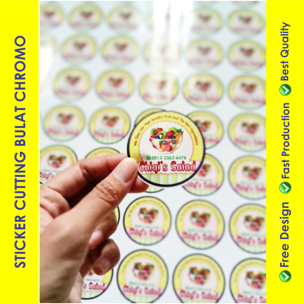 

Cetak Stiker Custom Chromo / Bontaq Label Nama Makanan Kemasan Toples Botol Plastik