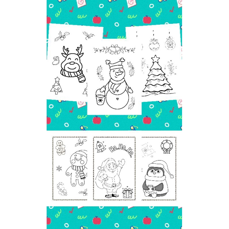 

20 lembar kertas mewarnai A4 100gr (20 gambar Christmas)