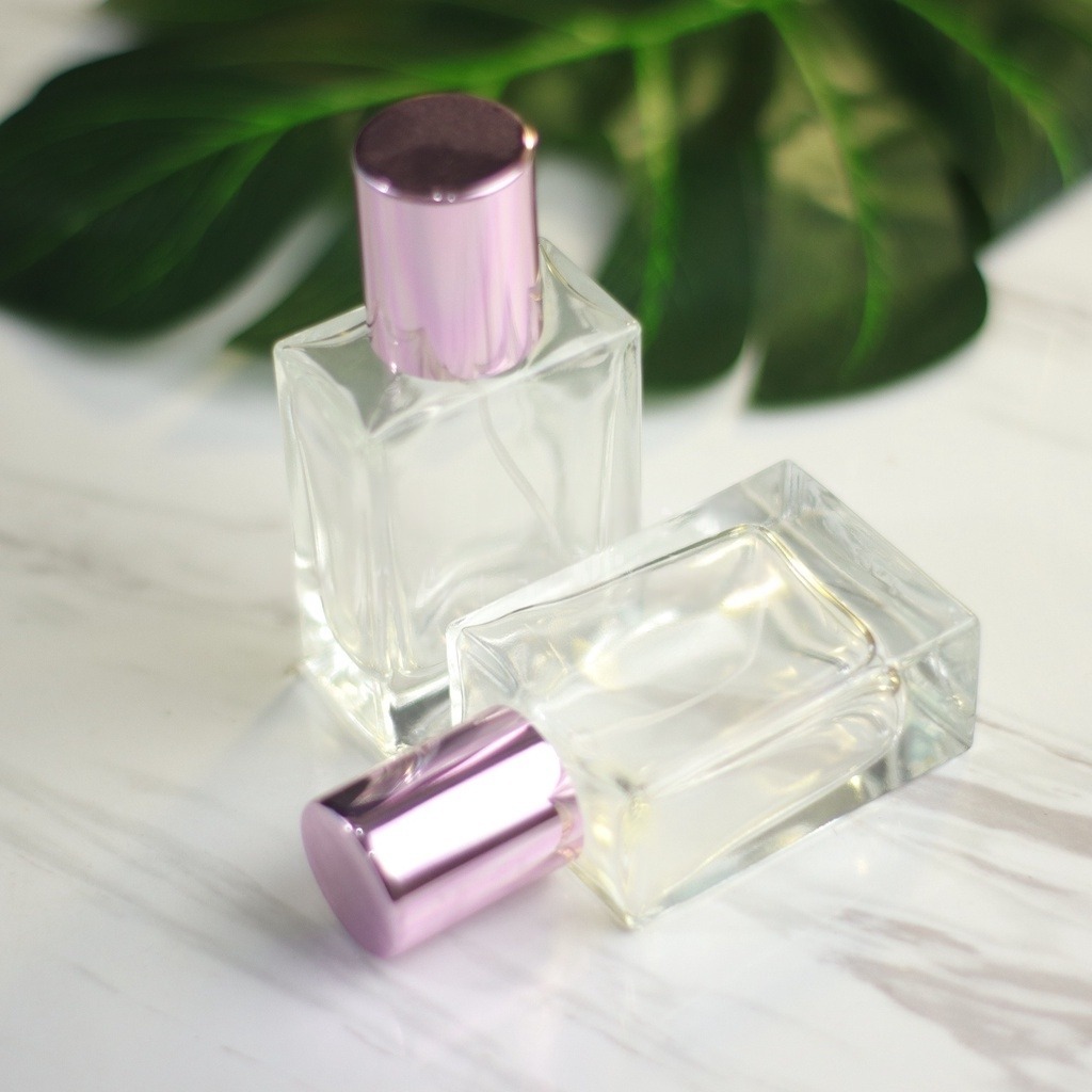 Botol Parfum Kaca HRM DRAT 30 ml Tutup Pink / Botol Parfum Kotak Mewah HRM Drat/Ulir