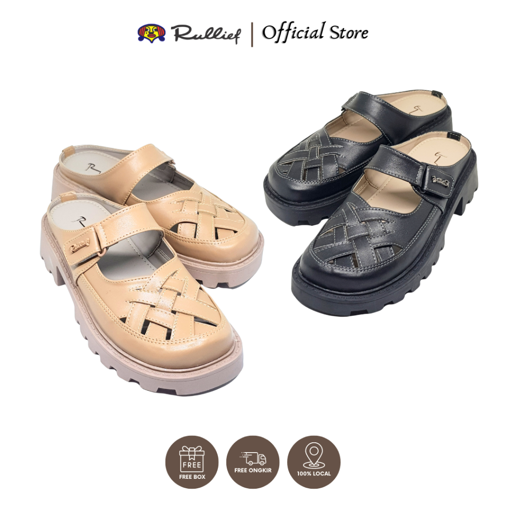 Rullief FDS 176 - Sandal Karet Sepatu Sandal Hak Tahu Wedges Gladiator Tanpa Tali Mocca Casual Kekin