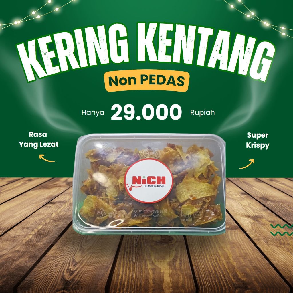 

Kering Kentang Gurih Tanpa Pedas dengan Kacang Tanah - Kemasan Thinwall 250g