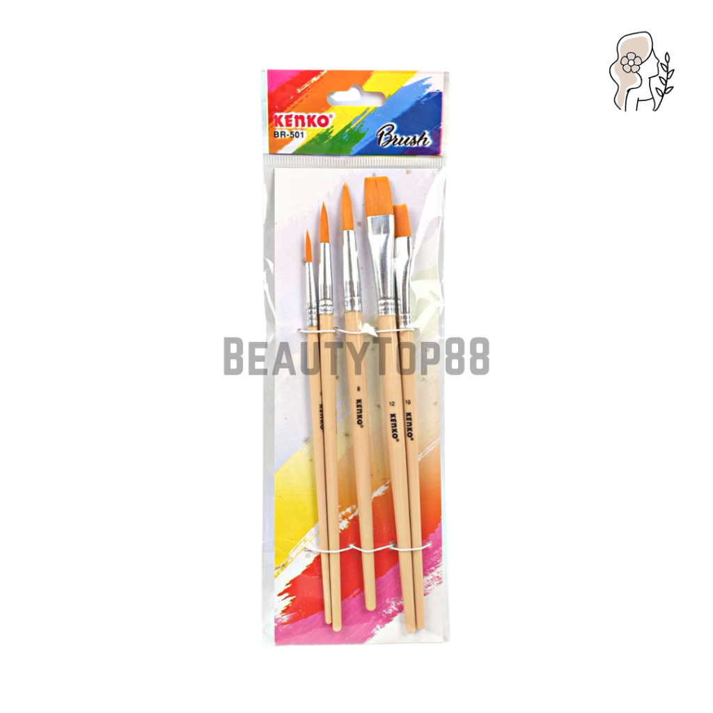 

Kuas Lukis Kenko BR-501 - Kuas Cat Air Set isi 5 pcs - Paint Brush Kit