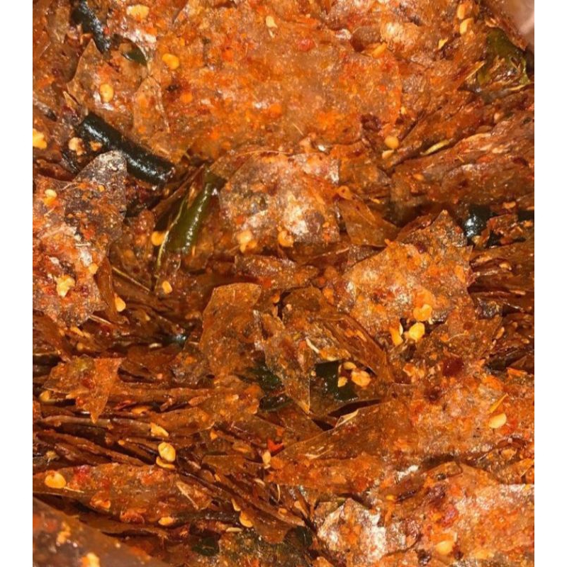 

Keripik Kaca Pedas Daun Jeruk Pedas Gurih 1 Kg