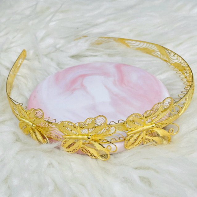 bando kupu kupu kerawang TL elegant mewah emas asli kadar 700