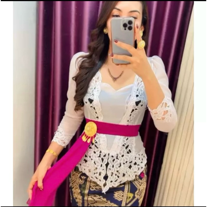 Kebaya jadi kerawang mawar bordir bali