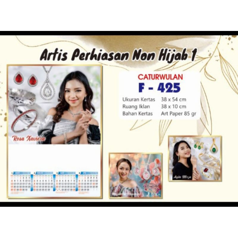 Kalender 2025 Kalender Caturwulan (Isi 3 Lembar) Artis Perhiasan Non Hijab