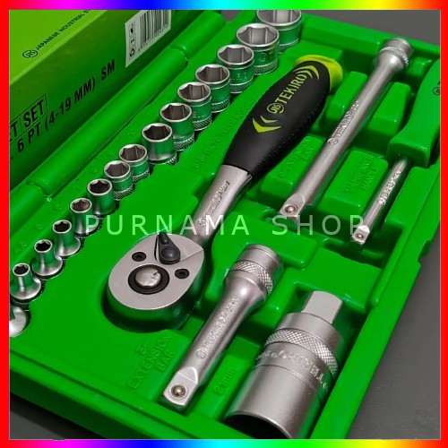 Tekiro Kunci Sok 24 Pcs Set 8 - 32 Mm Box Plastik - 6Pt Ready Kunci Lengkap Full Set