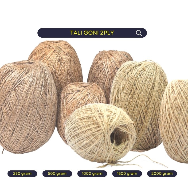 

Tali goni tali rami jute 2ply/2mm 2000meter - Tali rami jute paperbag serbaguna