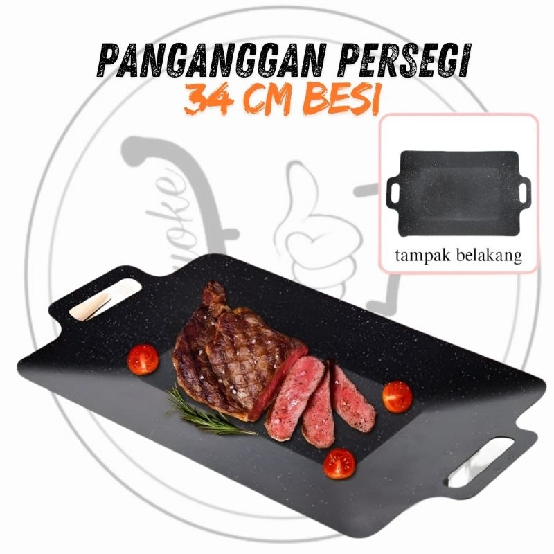 Wajan Konduksi Persegi Anti Lengket 34Cm Wajan Panggangan Anti Lengket Panggangan Serbaguna Praktis
