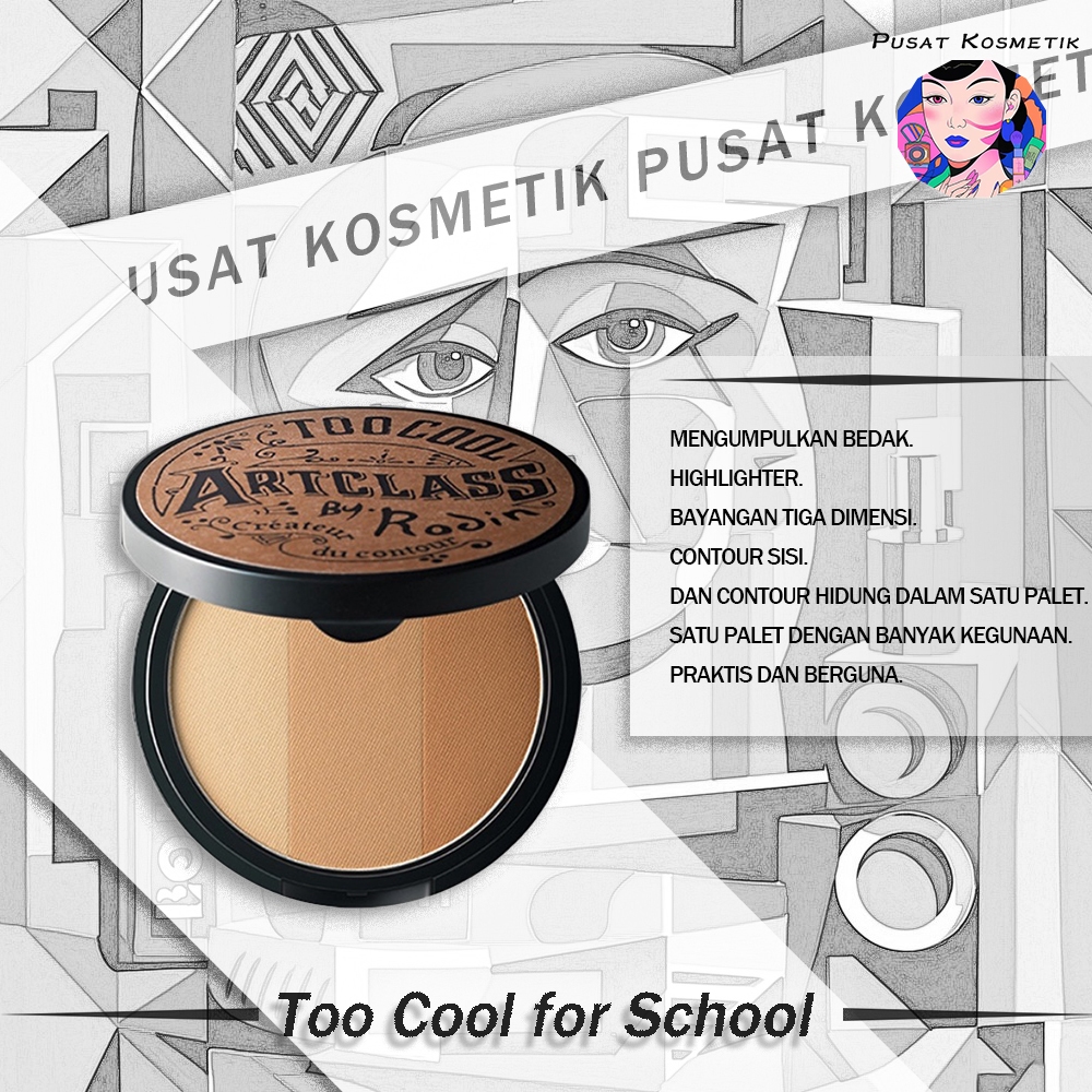 too cool for school Palet Tiga Warna / Puding Wajah / Highlight / Bayangan / Bayangan Samping /9.5g