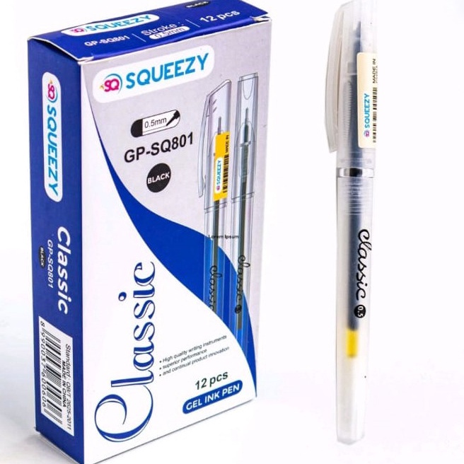 

DIJAMIN ORI Pulpen SQUEEZY Gel Pen 5 MM isi 12 5 MM Pena GPSQ81