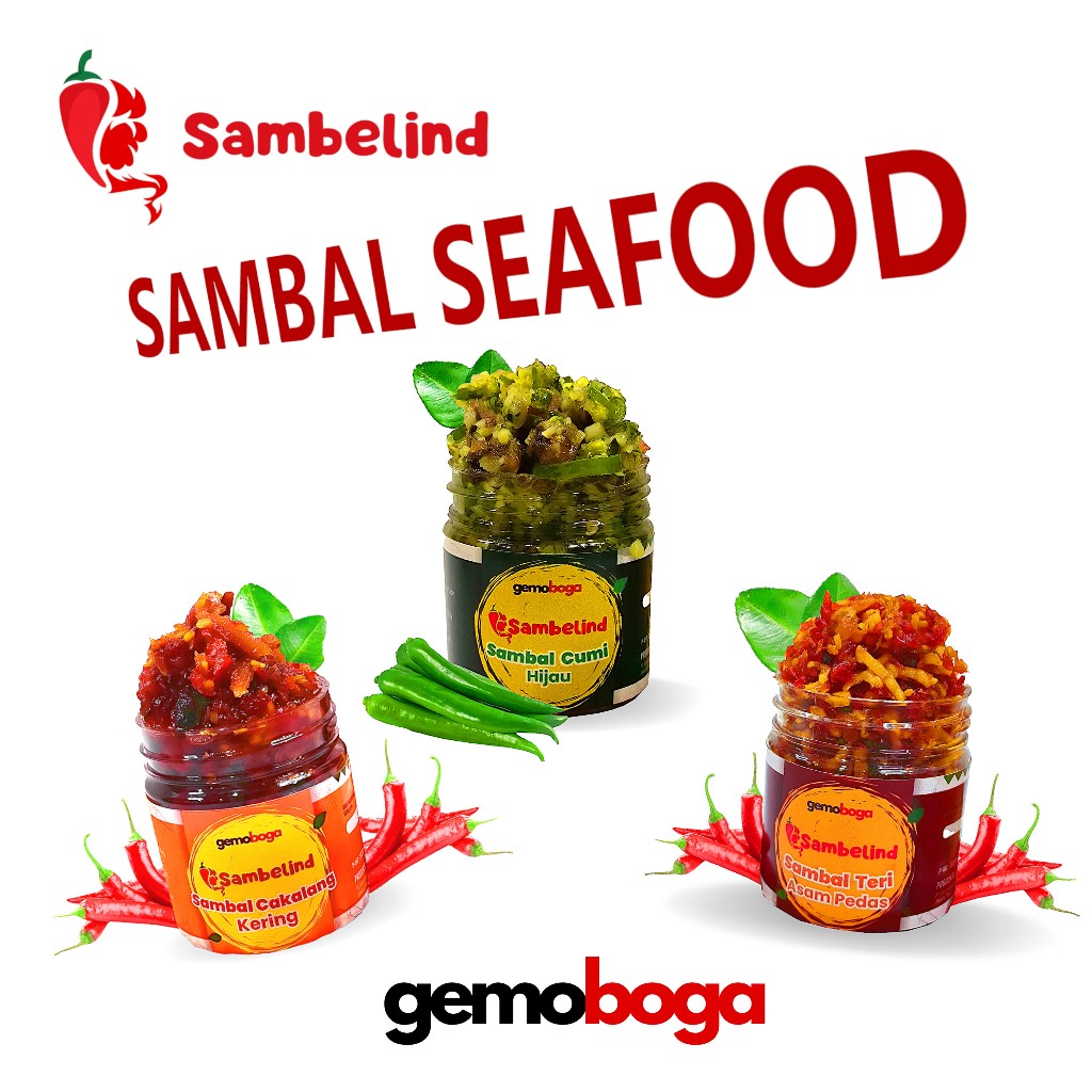 

[Ready] Sambal Seafood Sambelind Gemoboga , Sambel Ikan Teri, Cakalang, Cumi HIjau, Cocok Dimakan Dengan Nasi